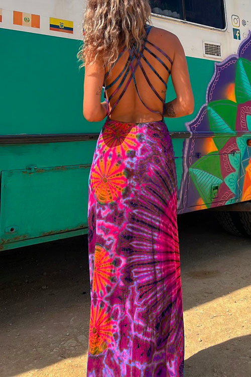 Karladress Strappy Backless Tie Dye Maxi Dress