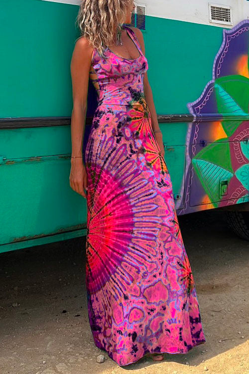 Karladress Strappy Backless Tie Dye Maxi Dress