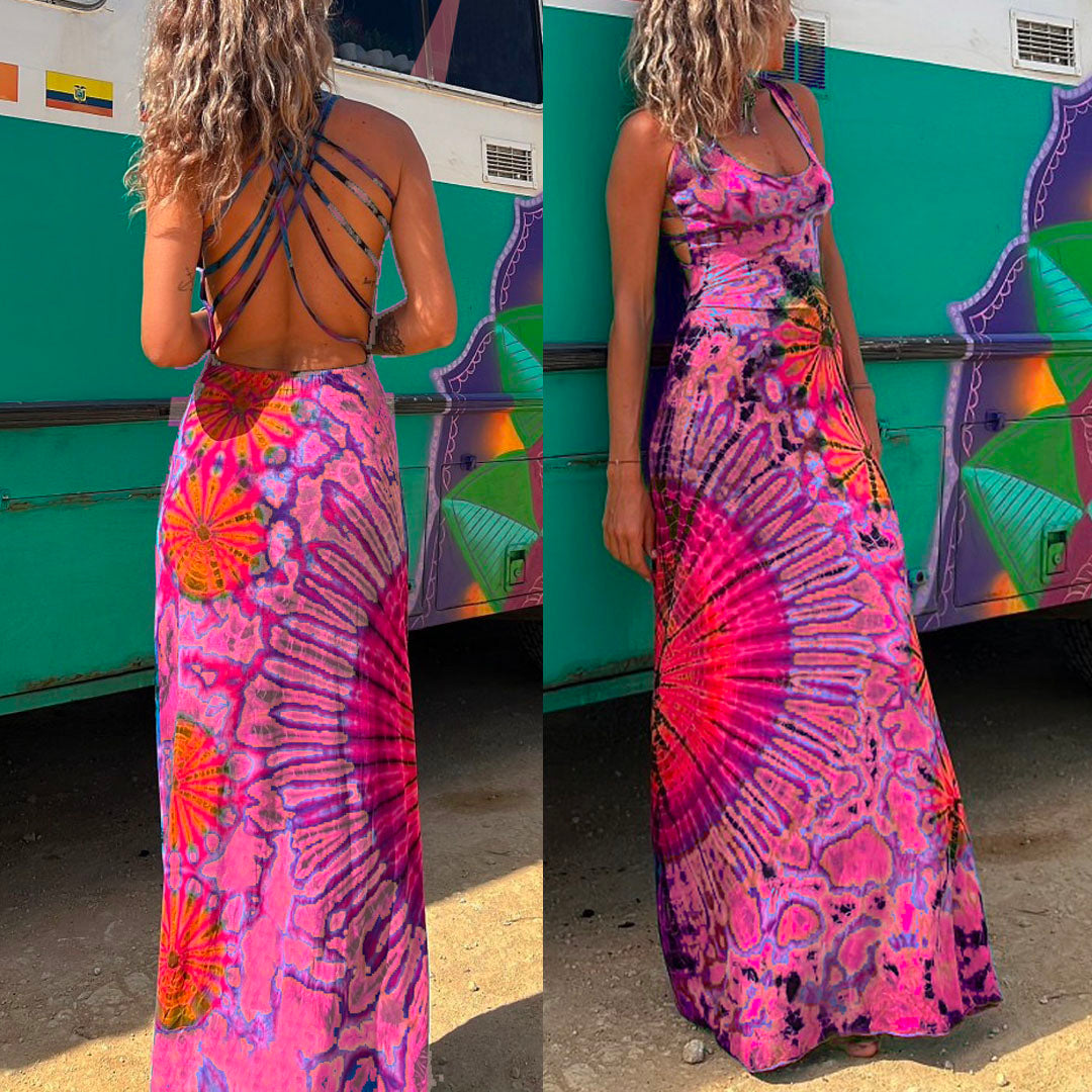 Karladress Strappy Backless Tie Dye Maxi Dress