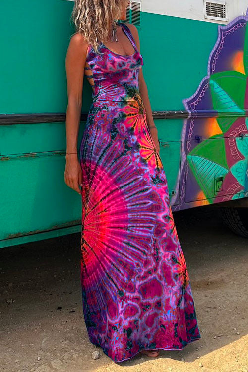 Karladress Strappy Backless Tie Dye Maxi Dress