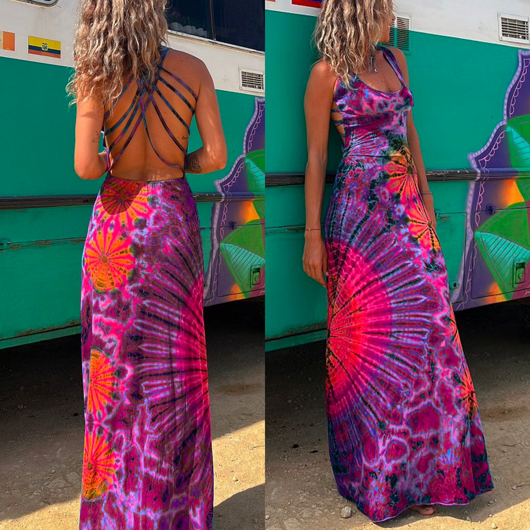 Karladress Strappy Backless Tie Dye Maxi Dress