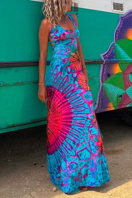 Karladress Strappy Backless Tie Dye Maxi Dress