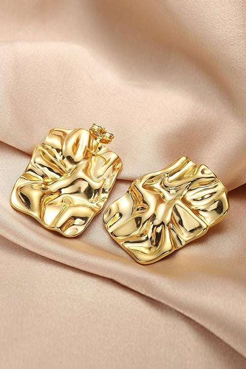 Karladress Textured Gold Rectangle Stud Earrings