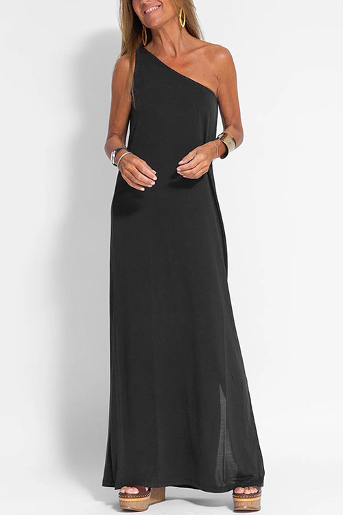 Karladress Sleeveless One Shoulder Side Split Maxi Dress