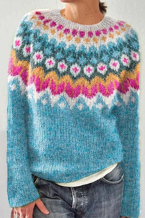 Karladress Vintage Crewneck Unique Print Cozy Sweater(in 3 Patterns)