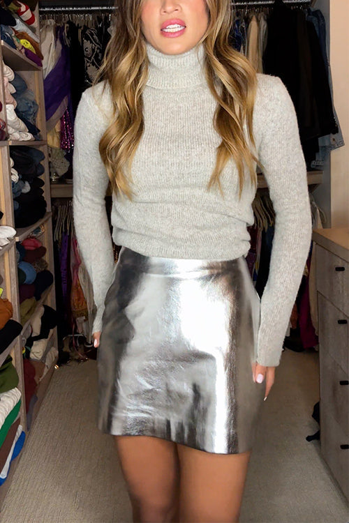 Karladress Metallic Faux Leather Mini Skirt