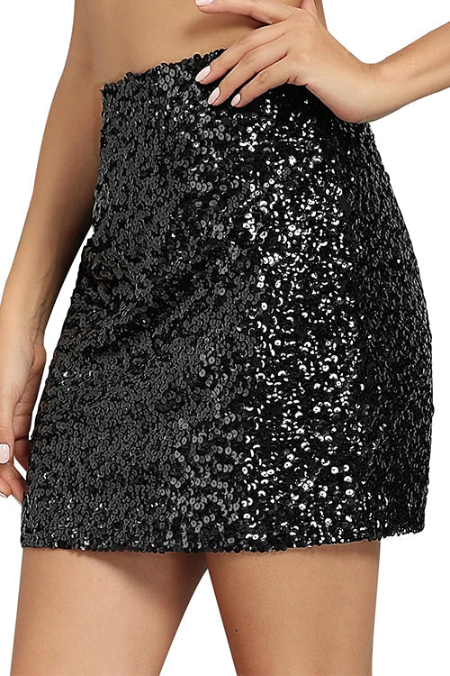 Karladress Stretchy Bodycon Sequin Mini Pary Skirt