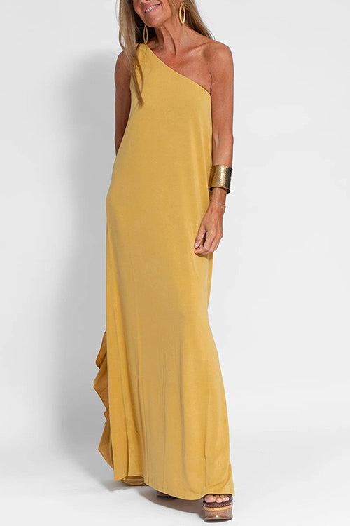 Karladress Sleeveless One Shoulder Side Split Maxi Dress