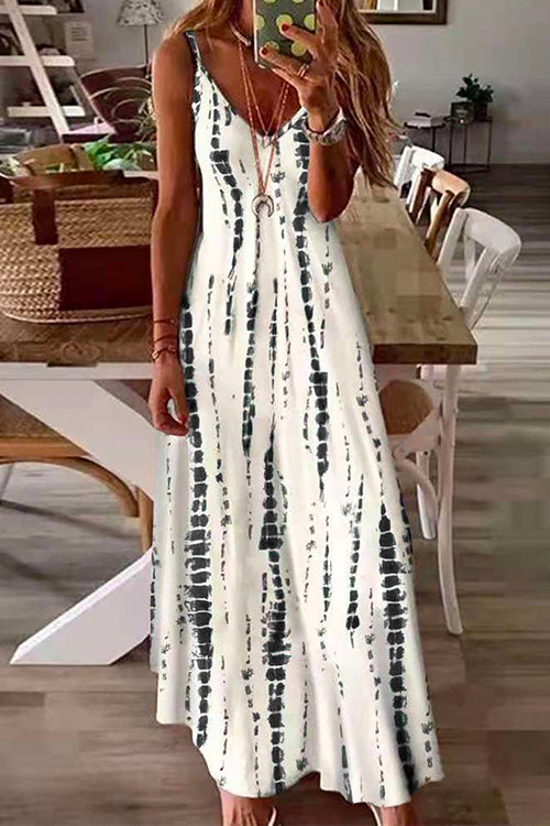 Karladress V Neck Tie Dye Swing Maxi Cami Dress