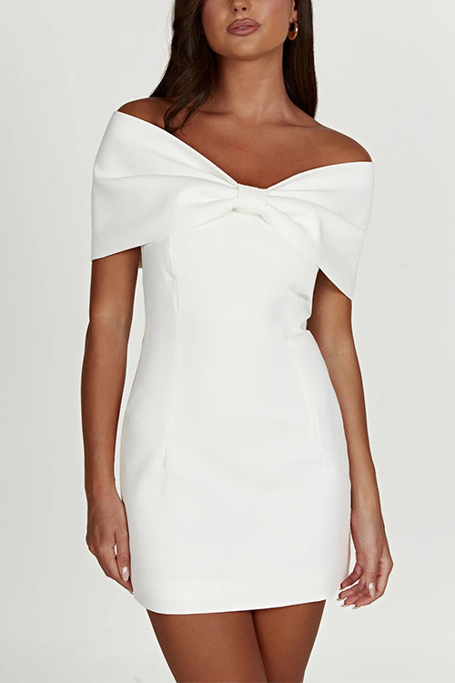 Karladress Bow Off Shoulder Bodycon Mini Party Dress