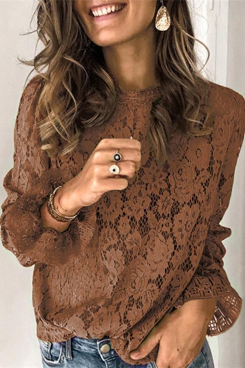 Karladress Floral Lace Crochet Hollow Out Shirts