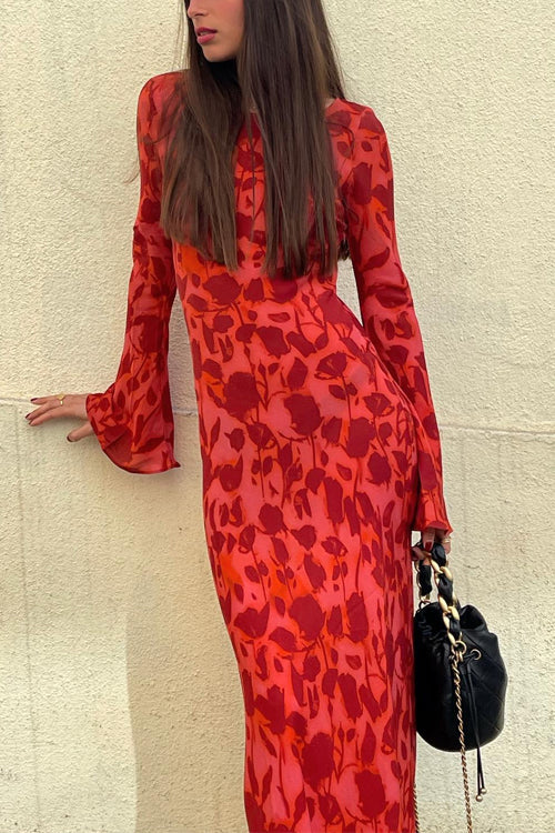 Karladress Bell Long Sleeves Floral Print Maxi Dress