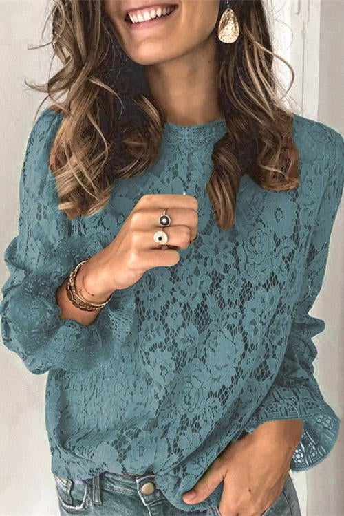 Karladress Lace Hollow Out Long Sleeves Tops