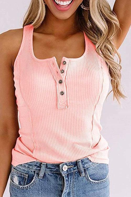 Karladress Buttons Sleeveless Stretchy Top