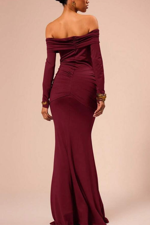 Karladress Off Shoulder Knot Front Bodycon Maxi Party Dress