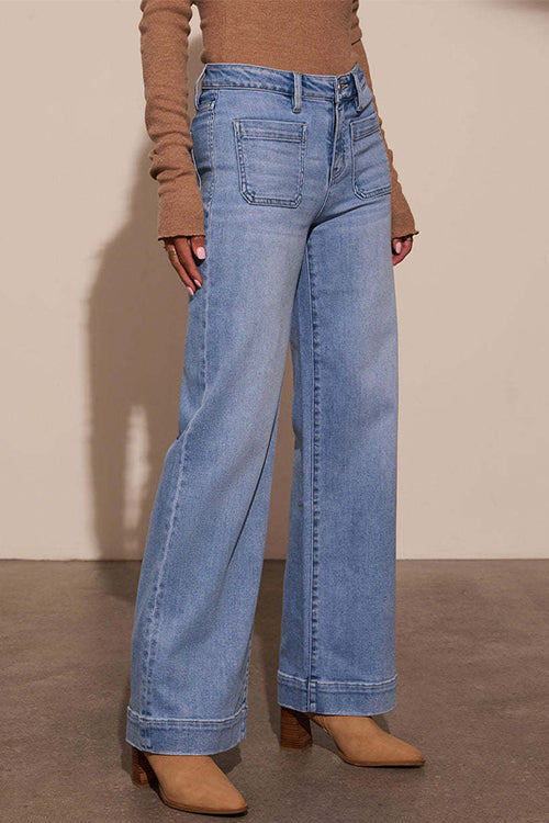 Karladress Chic Straight Wide Leg Denim Pants