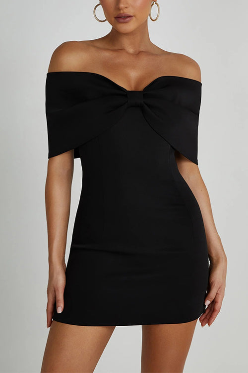 Karladress Bow Off Shoulder Bodycon Mini Party Dress