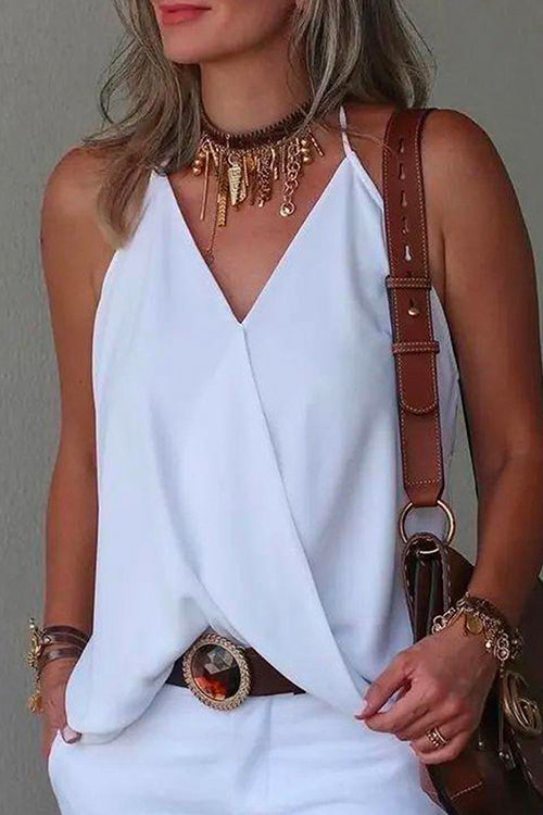 Karladress V Neck Solid Summer Cami Top