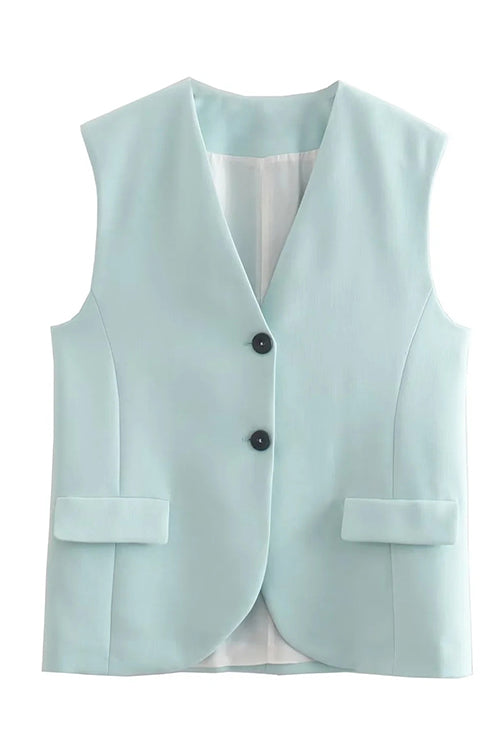 Karladress V Neck Single Breasted Blazer Vest