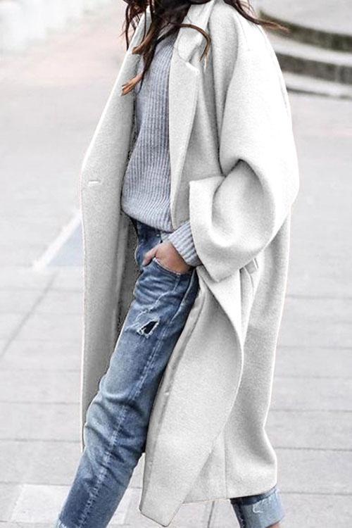 Karladress Solid Long Sleeve Oversized Winter Long Coat