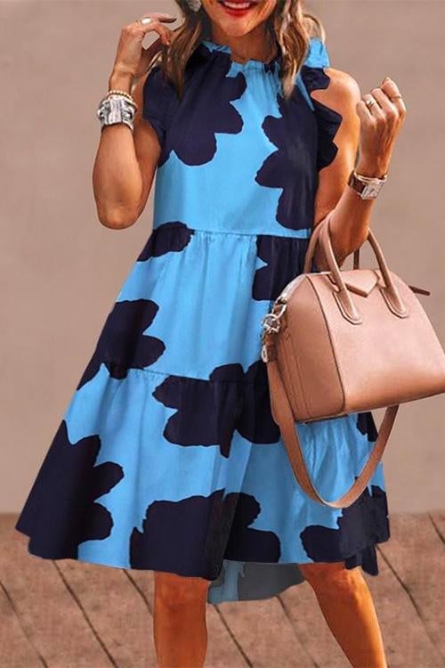 Karladress Sleeveless Printed Ruffle Midi Dress