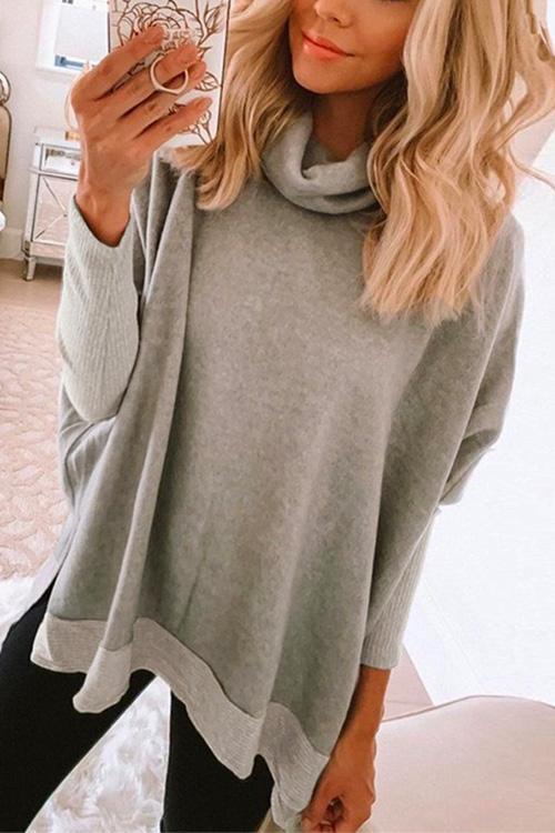 Karladress Cowl Neck Long Sleeve Side Split Sweatshirt