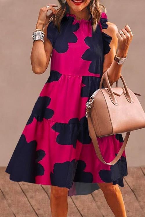 Karladress Sleeveless Printed Ruffle Midi Dress