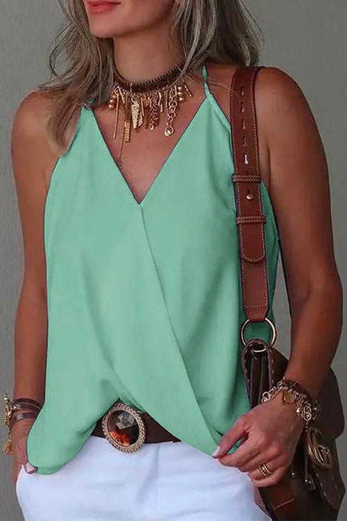 Karladress V Neck Solid Summer Cami Top