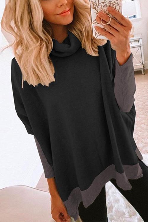 Karladress Cowl Neck Long Sleeve Side Split Sweatshirt