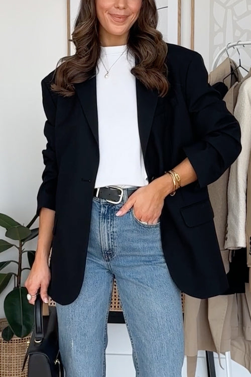 Karladress Notch Lapel Button Down Office Blazer Jacket