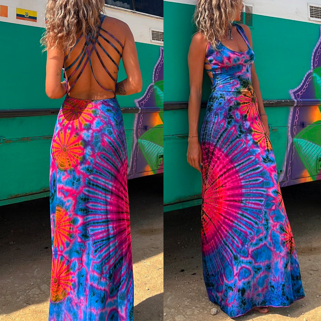 Karladress Strappy Backless Tie Dye Maxi Dress