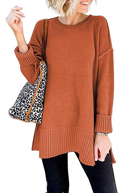 Karladress Drop Shoulder Side Split Loose Sweater