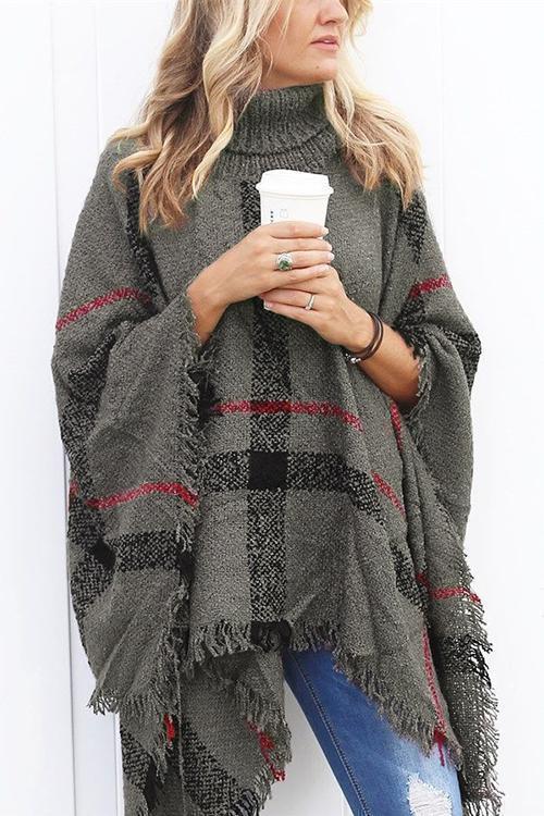 Karladress Soft Tassel Lattice Cloak Poncho Sweater