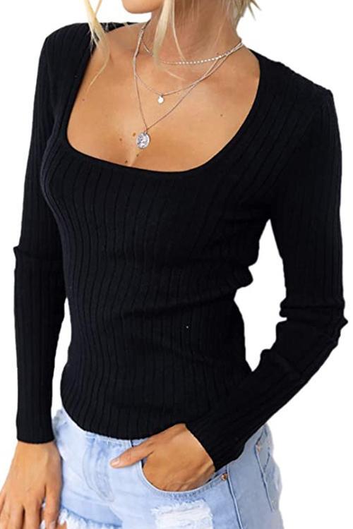 Karladress Square Collar Long Sleeve Bottoming Top