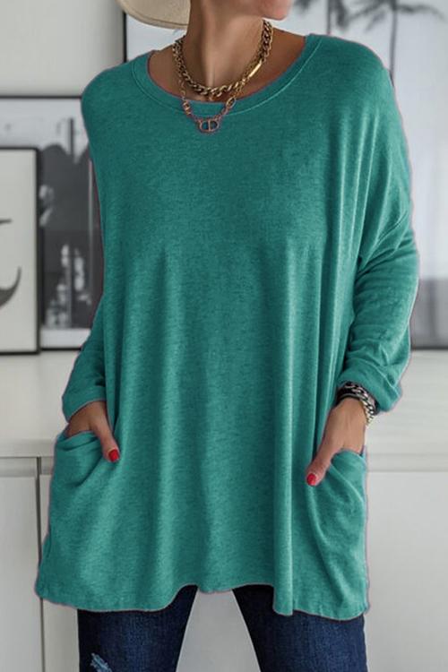 Karladress Long Sleeve Pockets Solid T-shirt