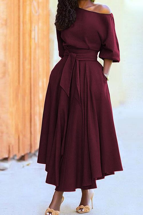 Karladress Half Sleeve Tie Waist Midi Pleated Dress