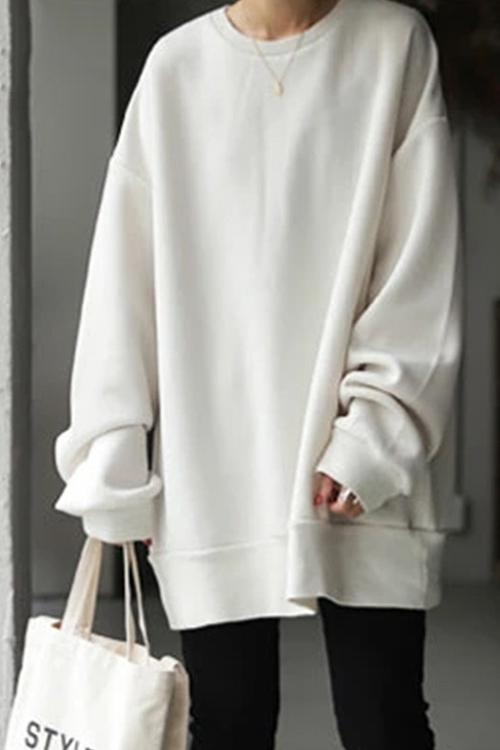 Karladress Crewneck Long Sleeve Oversized Solid Sweatshirt