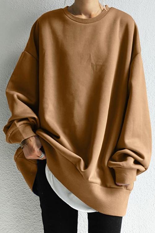 Karladress Crewneck Long Sleeve Oversized Solid Sweatshirt