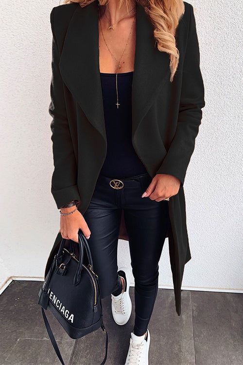 Karladress Lapel Open Front Long Sleeve Cardigans