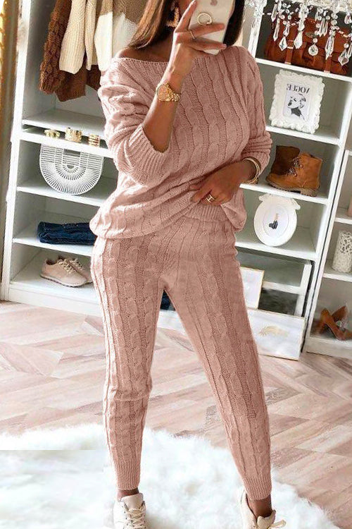 Karladress Crewneck Long Sleeve Sweater and Slim Fit Pants Solid Set