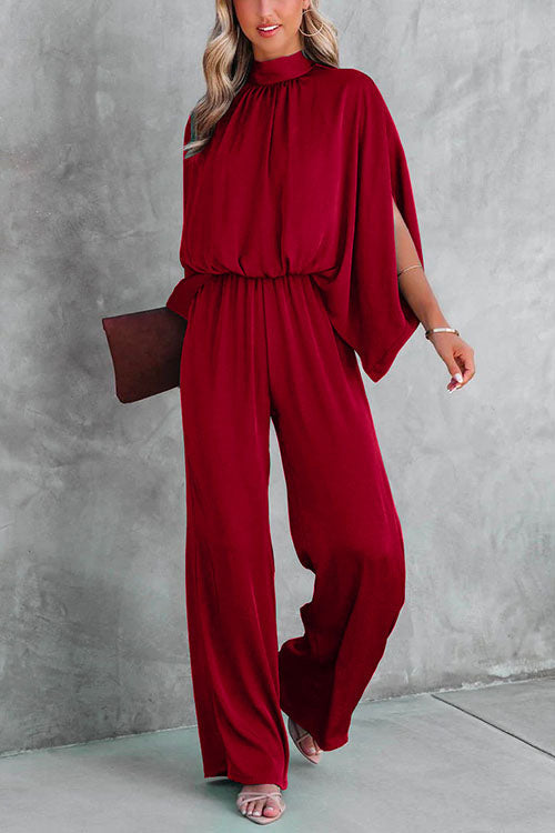 Karladress Stand Collar Slit Sleeve Waisted Wide Leg Jumpsuits( in 5 Colors)