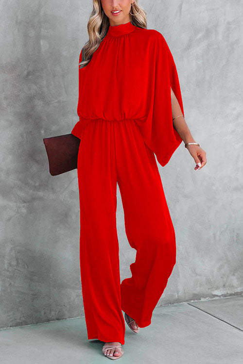 Karladress Stand Collar Slit Sleeve Waisted Wide Leg Jumpsuits( in 5 Colors)