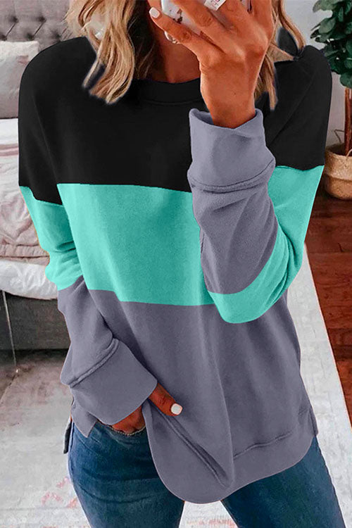 Karladress Crewneck Long Sleeve Color Block Sweatshirt