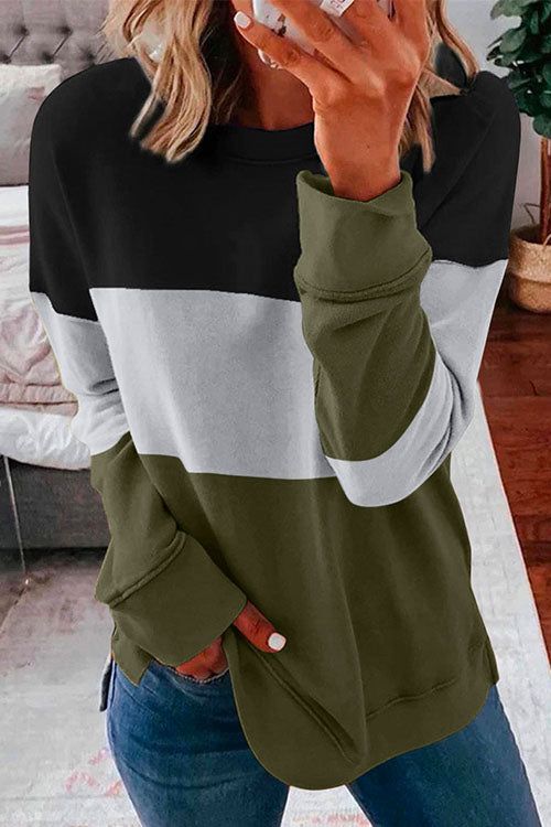 Karladress Crewneck Long Sleeve Color Block Sweatshirt