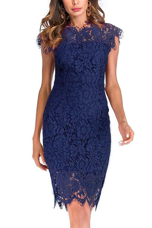 Karladress Sleeveless High Waist Floral Lace Bodycon Dress