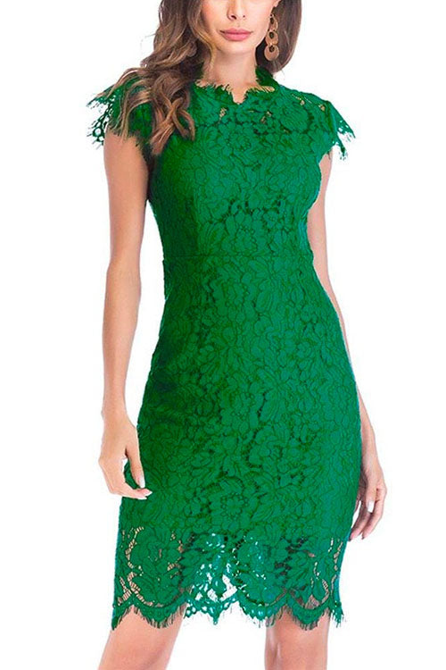 Karladress Sleeveless High Waist Floral Lace Bodycon Dress