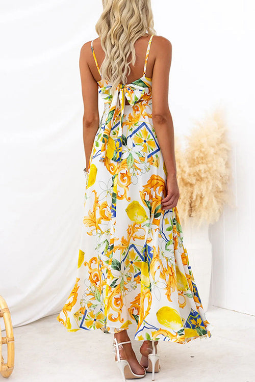 Karladress Bow Back High Waist Printed Maxi Cami Dress