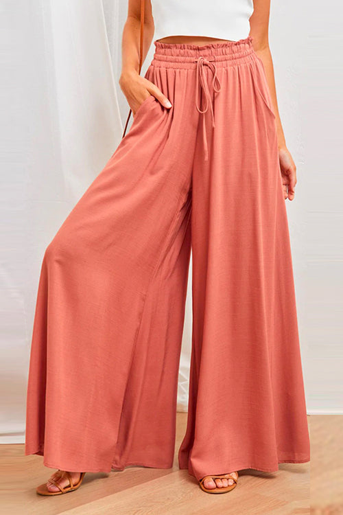 Karladress Drawstring Elastic Waist Wide Leg Baggy Pants(5 Colors Available)