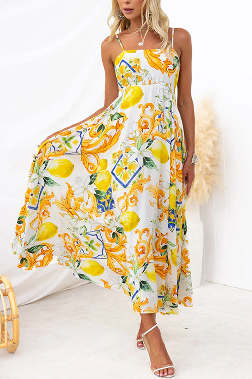 Karladress Bow Back High Waist Printed Maxi Cami Dress