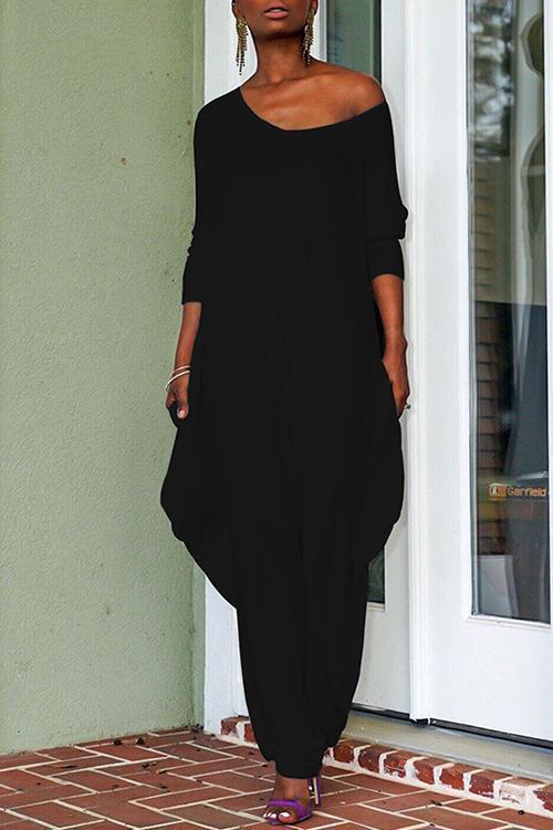 Karladress Long Sleeve Wide Leg Pockets Baggy Jumpsuit